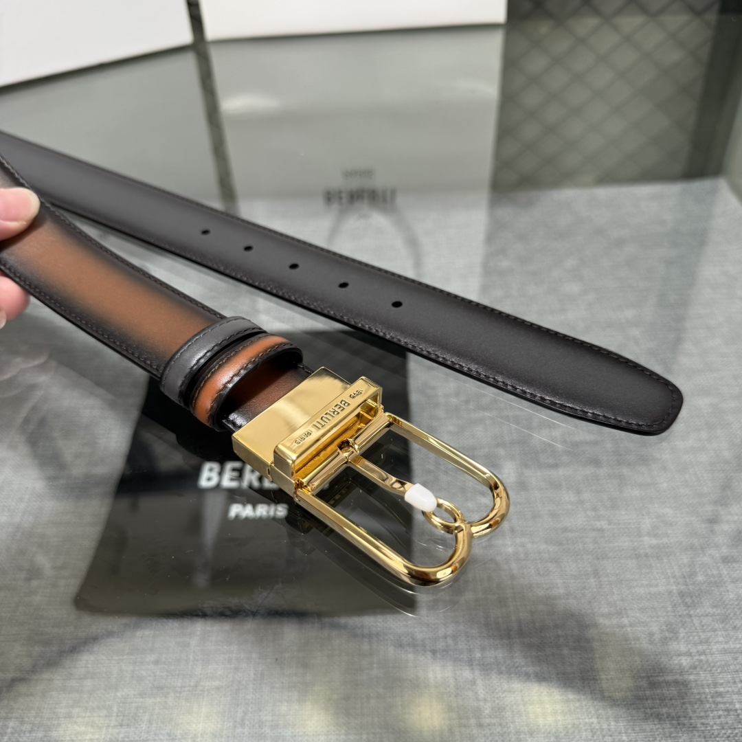 配原包装3.5宽Berluti 布鲁提 新款上新🆕 最新款男士腰带，高端质感感受，顶级擦色小牛皮质感极好