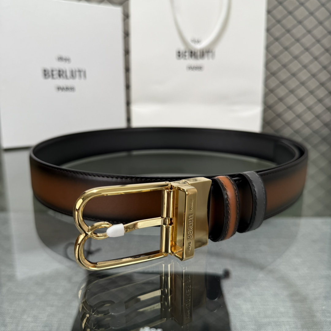 配原包装3.5宽Berluti 布鲁提 新款上新🆕 最新款男士腰带，高端质感感受，顶级擦色小牛皮质感极好