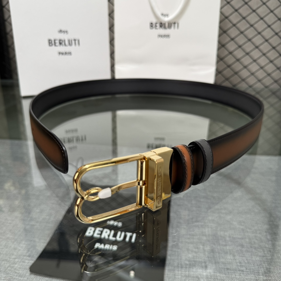 配原包装3.5宽Berluti 布鲁提 新款上新🆕 最新款男士腰带，高端质感感受，顶级擦色小牛皮质感极好
