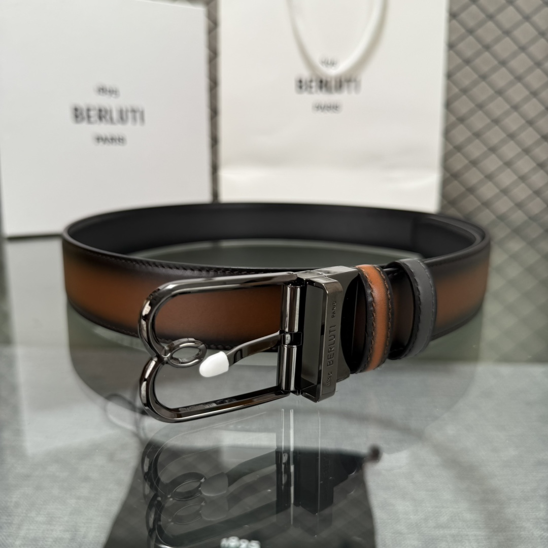 配原包装3.5宽Berluti 布鲁提 新款上新🆕 最新款男士腰带，高端质感感受，顶级擦色小牛皮质感极好