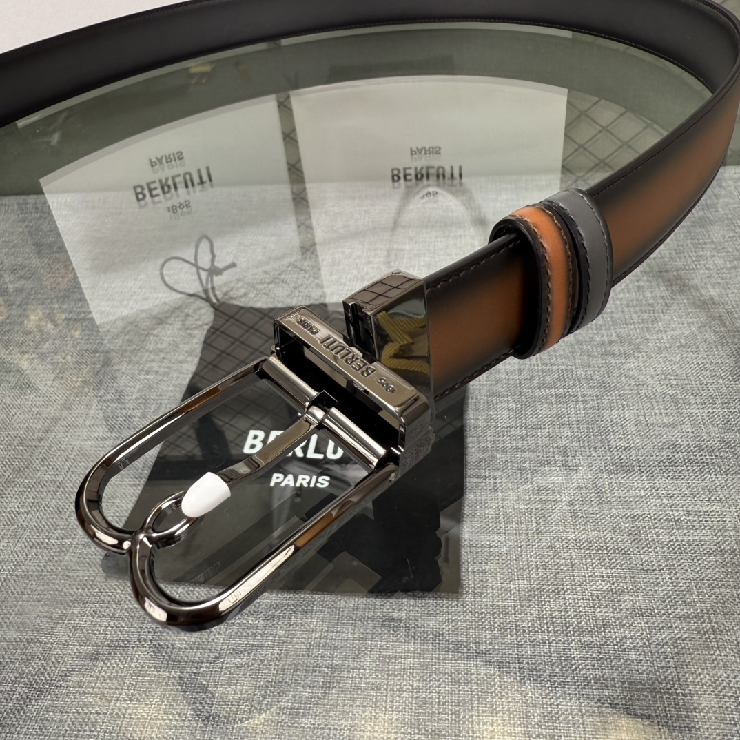 配原包装3.5宽Berluti 布鲁提 新款上新🆕 最新款男士腰带，高端质感感受，顶级擦色小牛皮质感极好