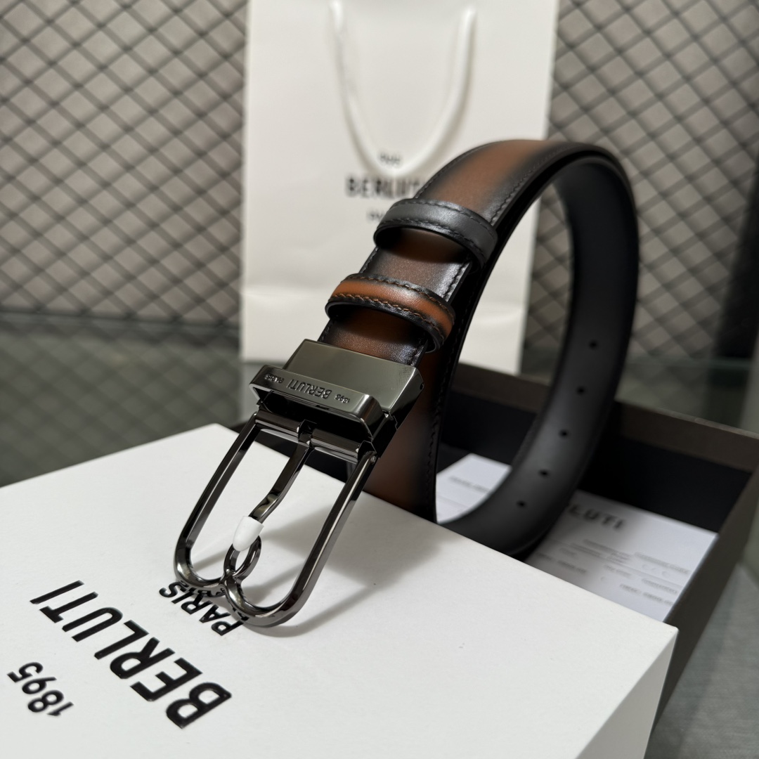 配原包装3.5宽Berluti 布鲁提 新款上新🆕 最新款男士腰带，高端质感感受，顶级擦色小牛皮质感极好