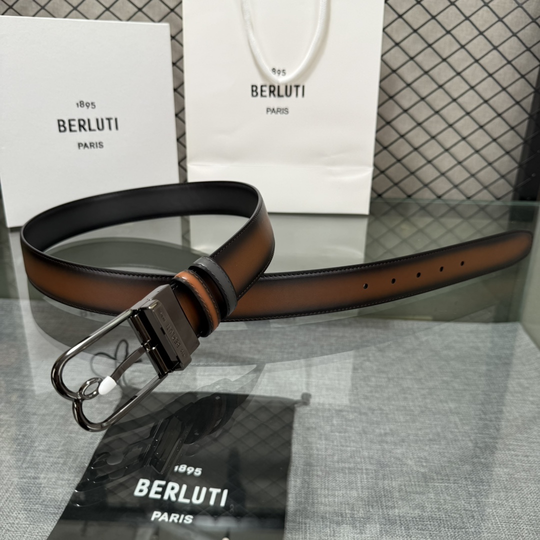 配原包装3.5宽Berluti 布鲁提 新款上新🆕 最新款男士腰带，高端质感感受，顶级擦色小牛皮质感极好