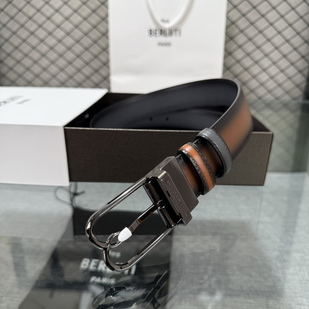 配原包装3.5宽Berluti 布鲁提 新款上新🆕 最新款男士腰带，高端质感感受，顶级擦色小牛皮质感极好