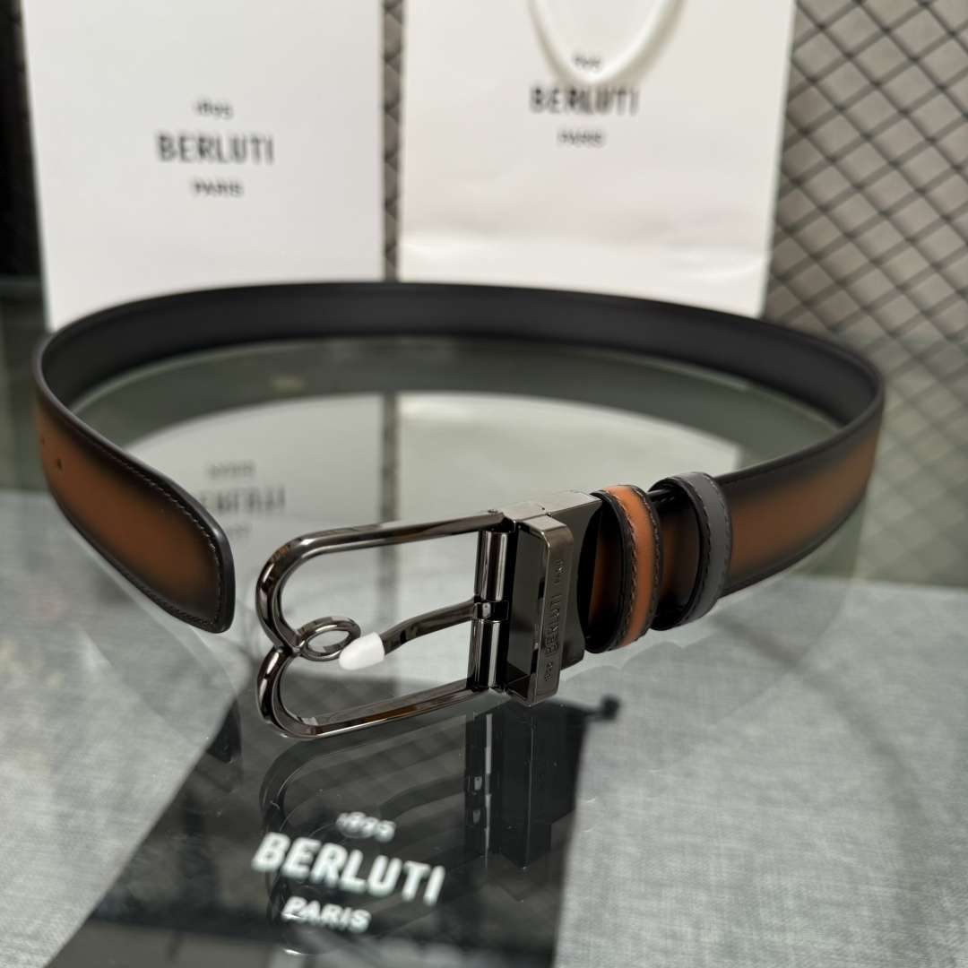配原包装3.5宽Berluti 布鲁提 新款上新🆕 最新款男士腰带，高端质感感受，顶级擦色小牛皮质感极好