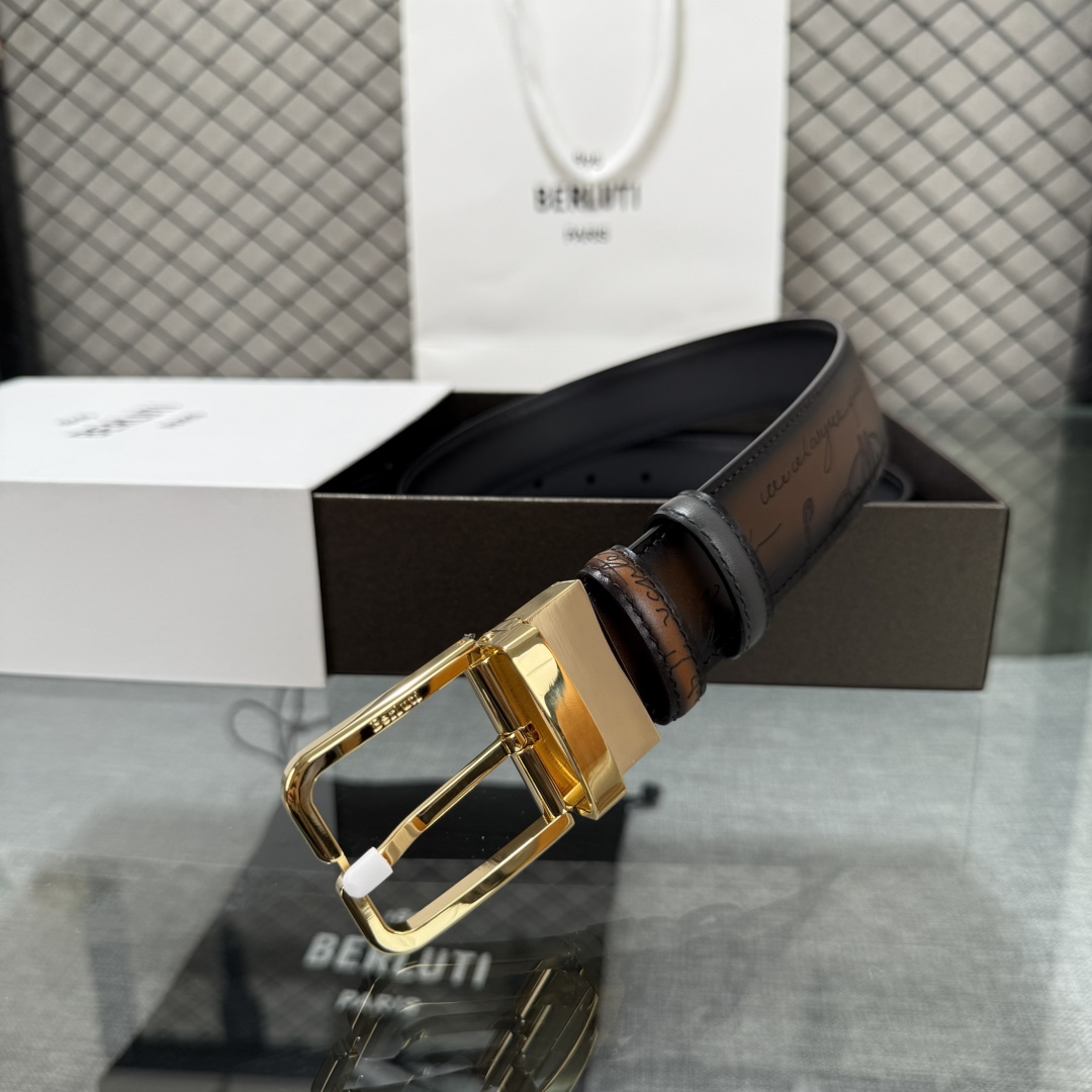 配原包装3.5宽Berluti 布鲁提 新款上新🆕 最新款男士腰带，高端质感感受，顶级擦色小牛皮质感极好