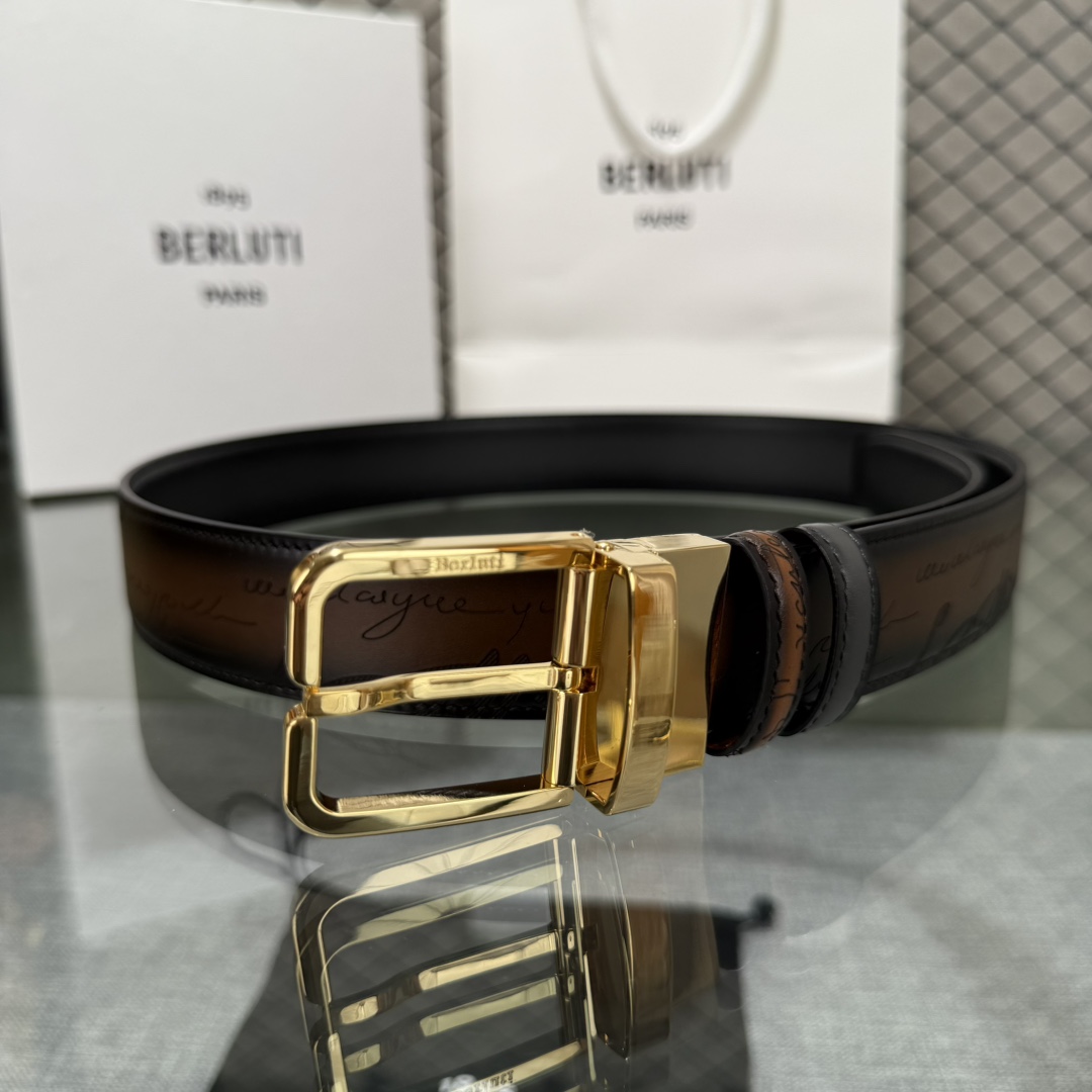 配原包装3.5宽Berluti 布鲁提 新款上新🆕 最新款男士腰带，高端质感感受，顶级擦色小牛皮质感极好