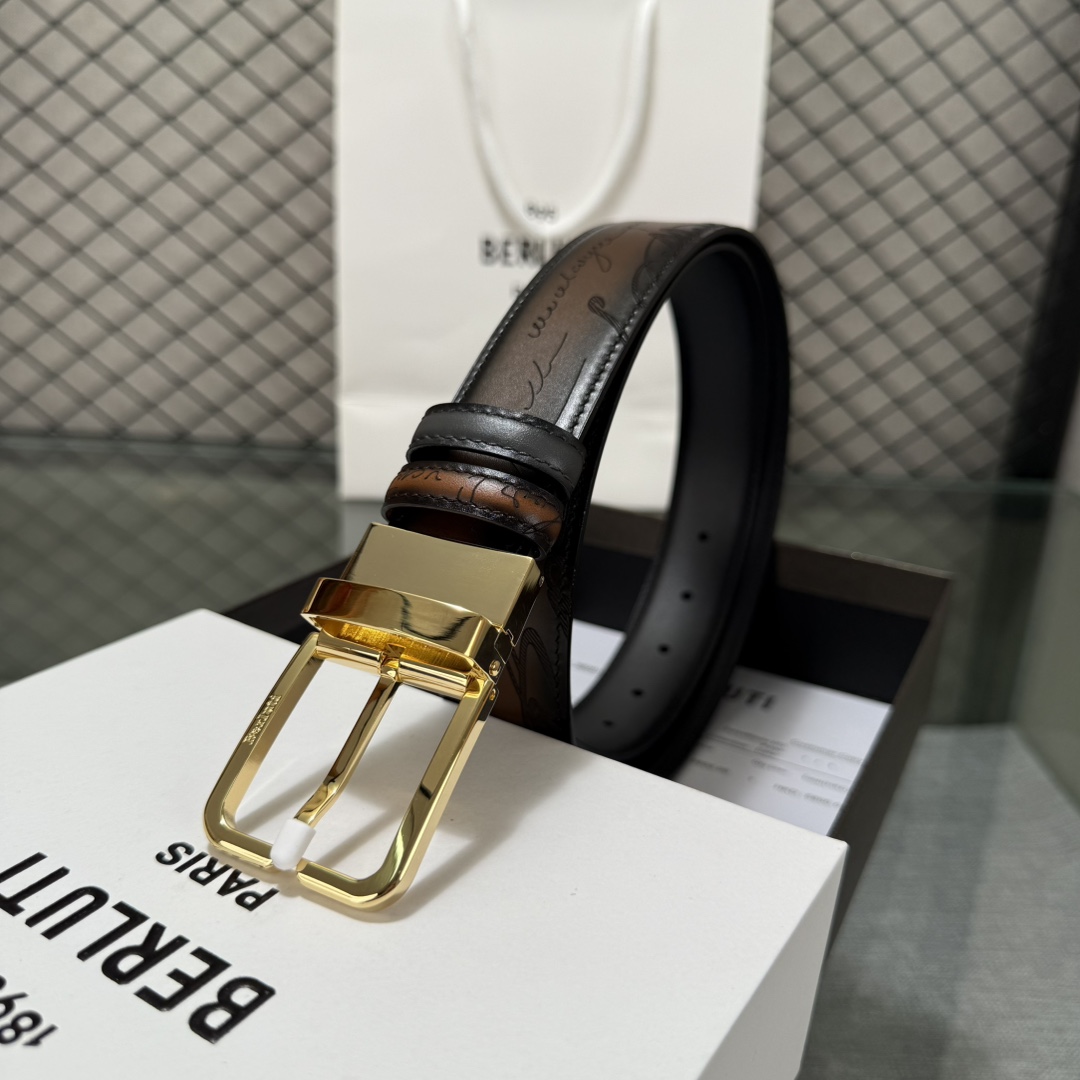 配原包装3.5宽Berluti 布鲁提 新款上新🆕 最新款男士腰带，高端质感感受，顶级擦色小牛皮质感极好