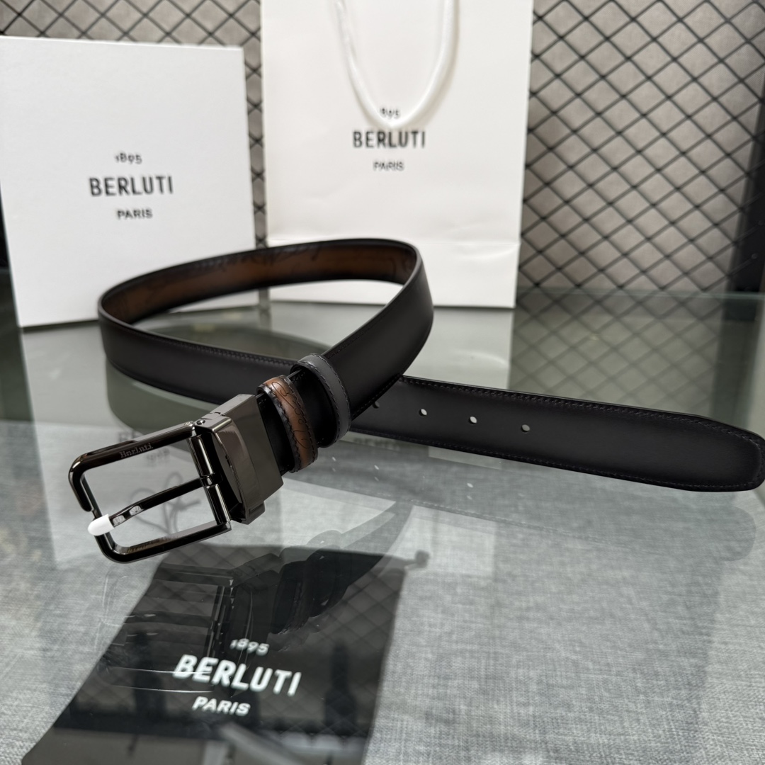 配原包装3.5宽Berluti 布鲁提 新款上新🆕 最新款男士腰带，高端质感感受，顶级擦色小牛皮质感极好