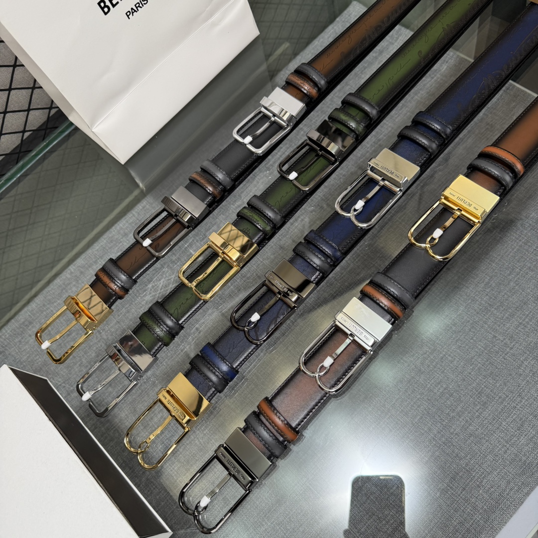 配原包装3.5宽Berluti 布鲁提 新款上新🆕 最新款男士腰带，高端质感感受，顶级擦色小牛皮质感极好