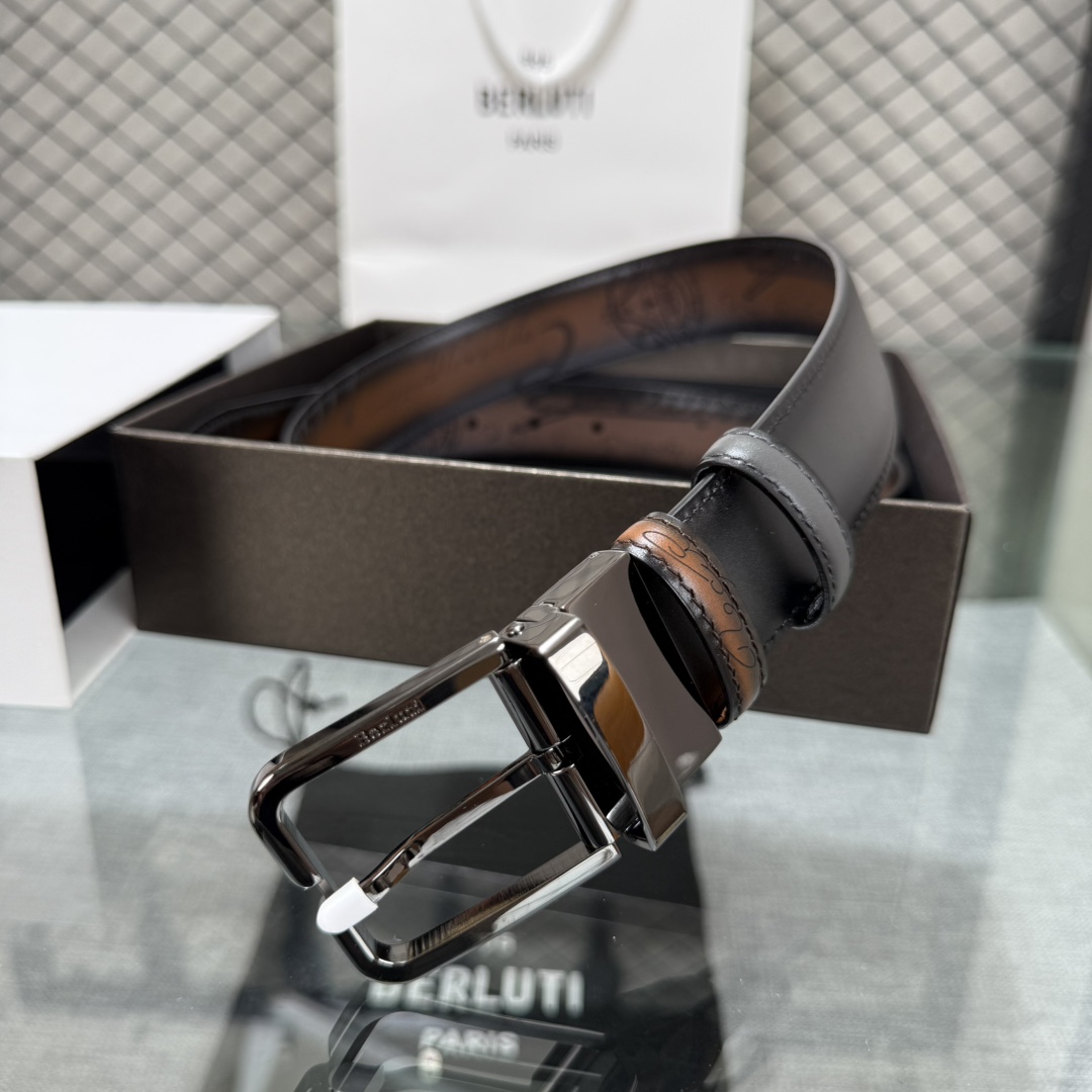配原包装3.5宽Berluti 布鲁提 新款上新🆕 最新款男士腰带，高端质感感受，顶级擦色小牛皮质感极好