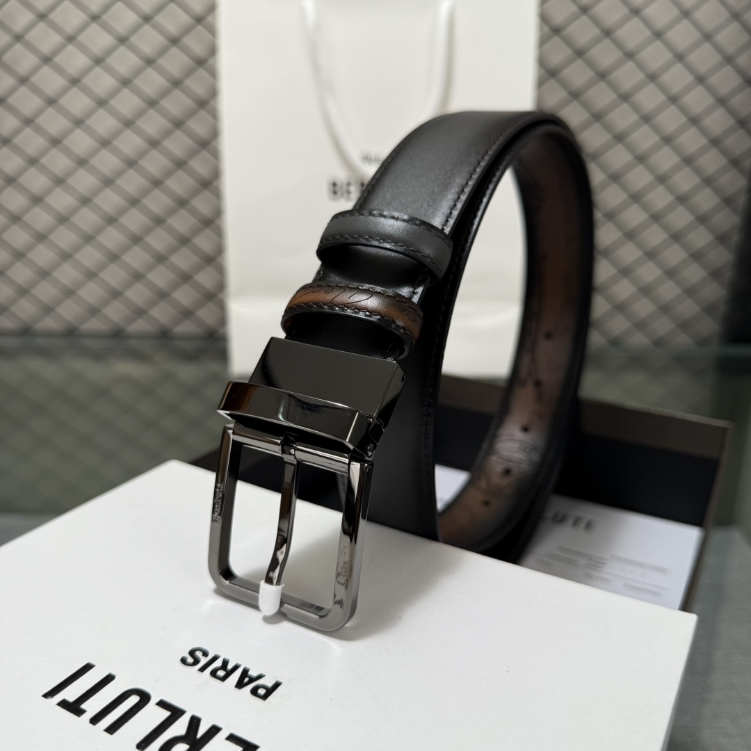 配原包装3.5宽Berluti 布鲁提 新款上新🆕 最新款男士腰带，高端质感感受，顶级擦色小牛皮质感极好