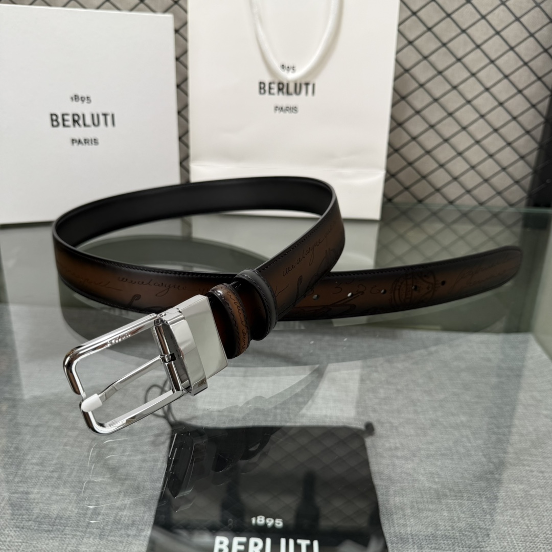 配原包装3.5宽Berluti 布鲁提 新款上新🆕 最新款男士腰带，高端质感感受，顶级擦色小牛皮质感极好