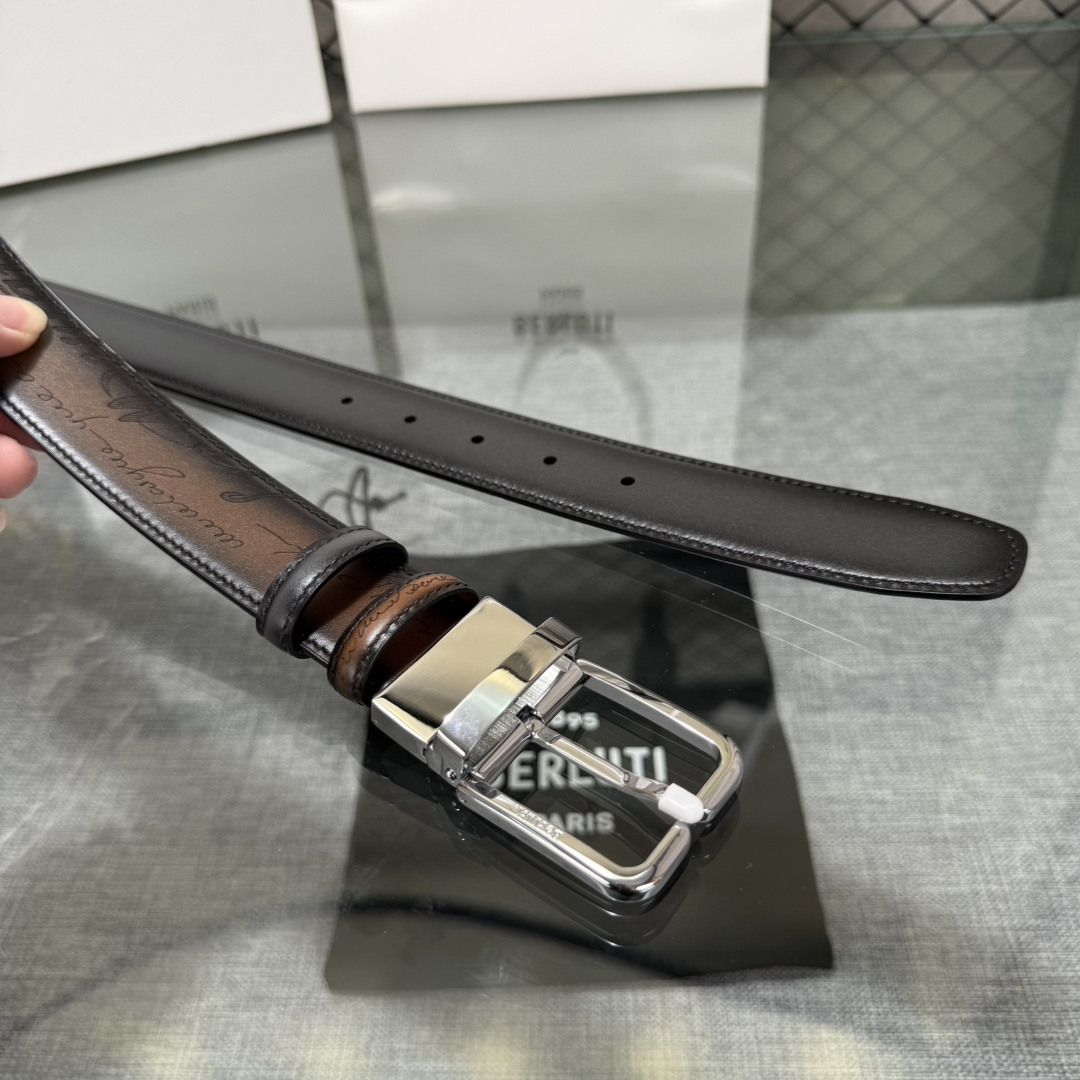 配原包装3.5宽Berluti 布鲁提 新款上新🆕 最新款男士腰带，高端质感感受，顶级擦色小牛皮质感极好