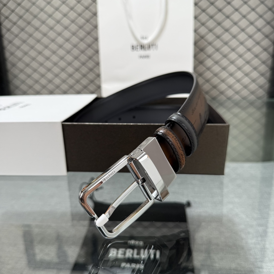 配原包装3.5宽Berluti 布鲁提 新款上新🆕 最新款男士腰带，高端质感感受，顶级擦色小牛皮质感极好