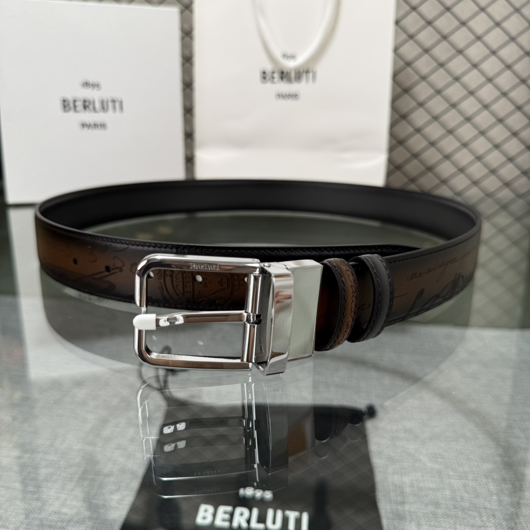 配原包装3.5宽Berluti 布鲁提 新款上新🆕 最新款男士腰带，高端质感感受，顶级擦色小牛皮质感极好