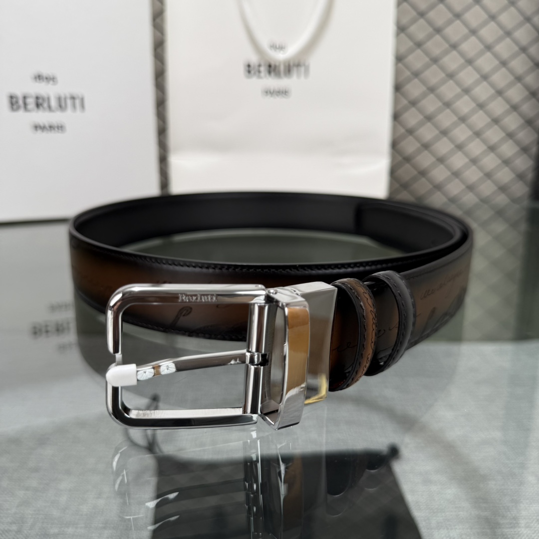 配原包装3.5宽Berluti 布鲁提 新款上新🆕 最新款男士腰带，高端质感感受，顶级擦色小牛皮质感极好