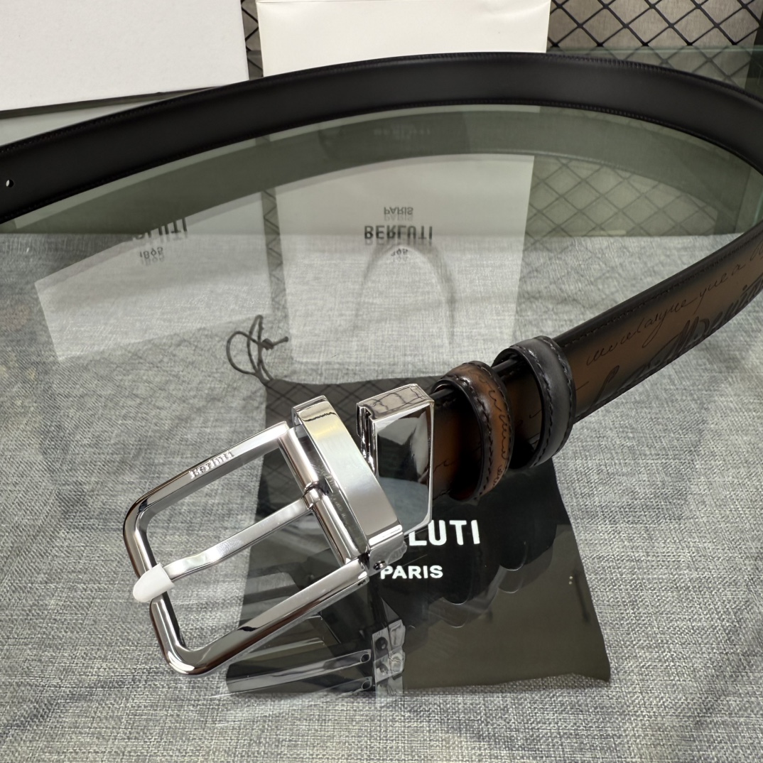 配原包装3.5宽Berluti 布鲁提 新款上新🆕 最新款男士腰带，高端质感感受，顶级擦色小牛皮质感极好
