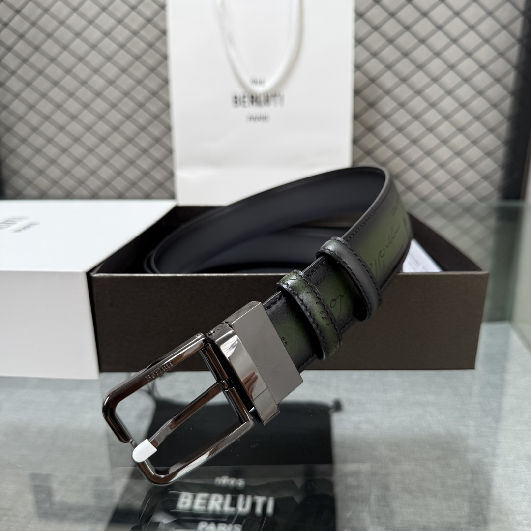 配原包装3.5宽Berluti 布鲁提 新款上新🆕 最新款男士腰带，高端质感感受，顶级擦色小牛皮质感极好