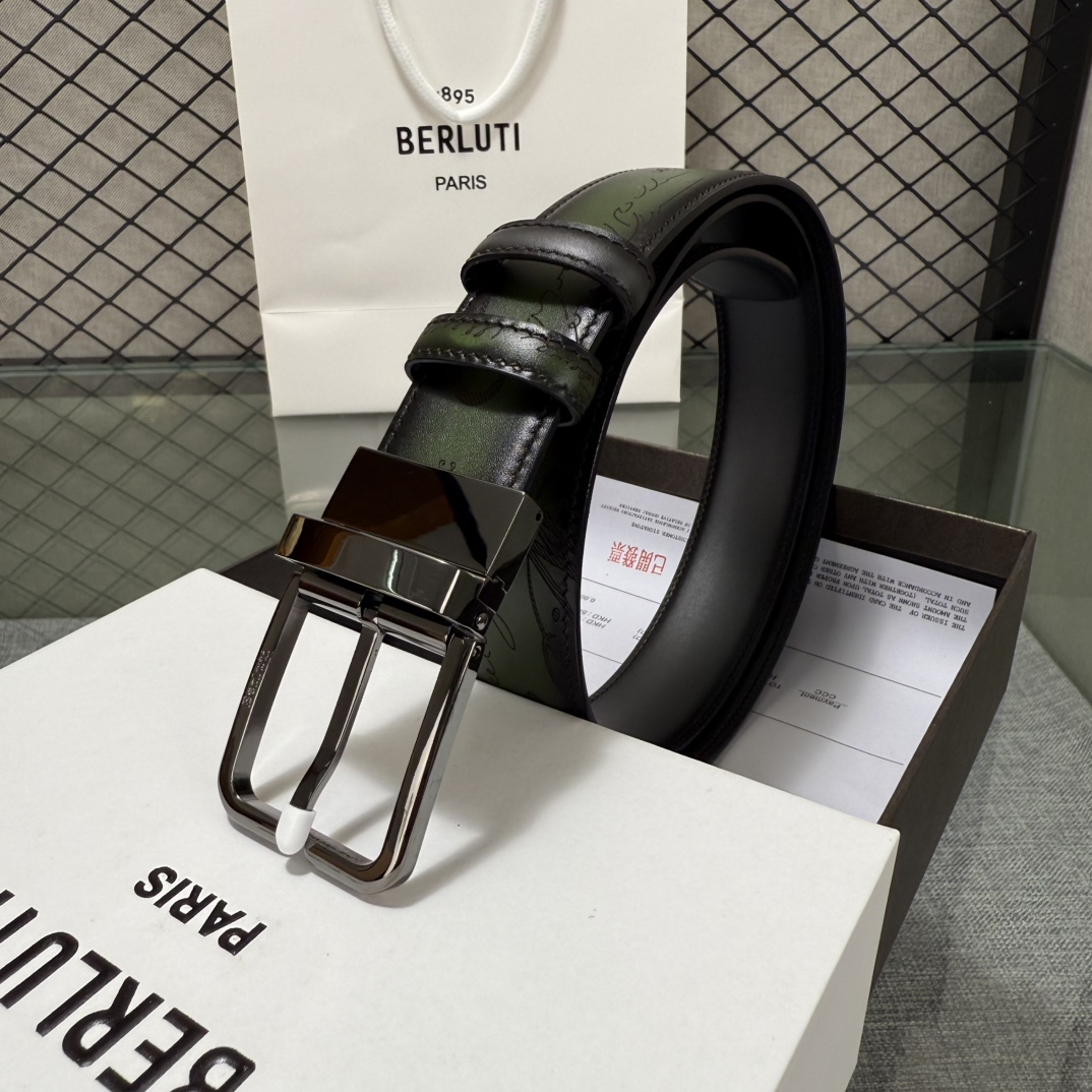 配原包装3.5宽Berluti 布鲁提 新款上新🆕 最新款男士腰带，高端质感感受，顶级擦色小牛皮质感极好