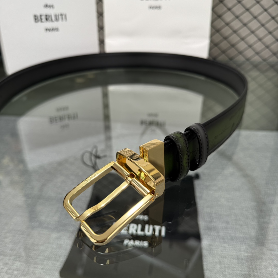 配原包装3.5宽Berluti 布鲁提 新款上新🆕 最新款男士腰带，高端质感感受，顶级擦色小牛皮质感极好