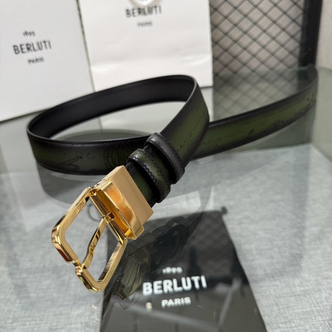 配原包装3.5宽Berluti 布鲁提 新款上新🆕 最新款男士腰带，高端质感感受，顶级擦色小牛皮质感极好