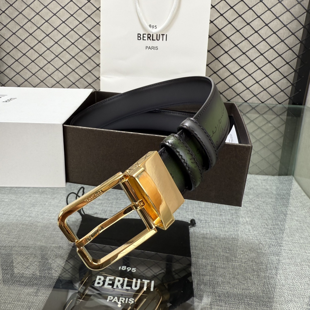 配原包装3.5宽Berluti 布鲁提 新款上新🆕 最新款男士腰带，高端质感感受，顶级擦色小牛皮质感极好