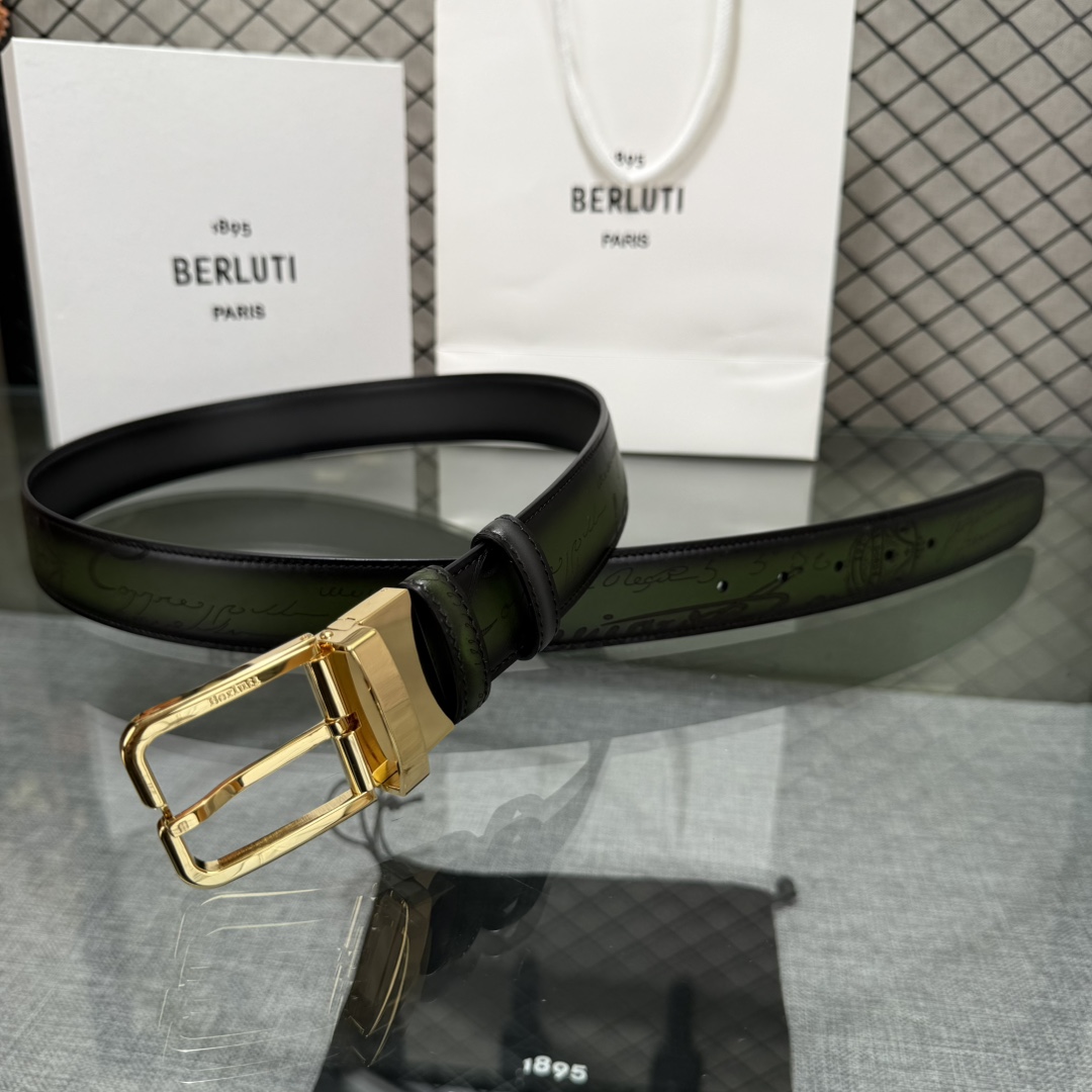 配原包装3.5宽Berluti 布鲁提 新款上新🆕 最新款男士腰带，高端质感感受，顶级擦色小牛皮质感极好