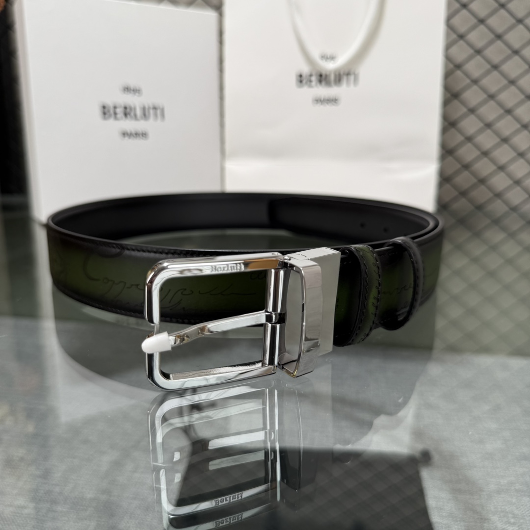 配原包装3.5宽Berluti 布鲁提 新款上新🆕 最新款男士腰带，高端质感感受，顶级擦色小牛皮质感极好