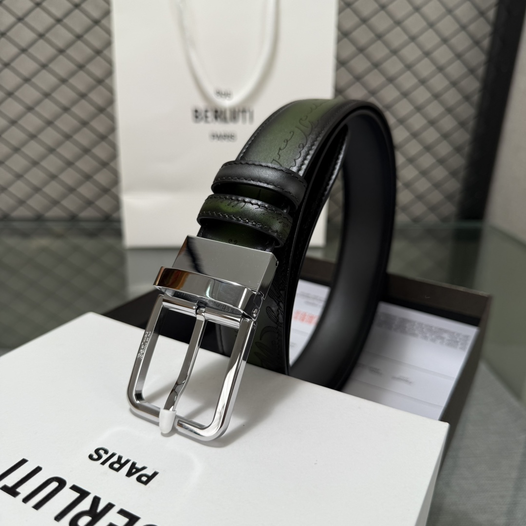 配原包装3.5宽Berluti 布鲁提 新款上新🆕 最新款男士腰带，高端质感感受，顶级擦色小牛皮质感极好