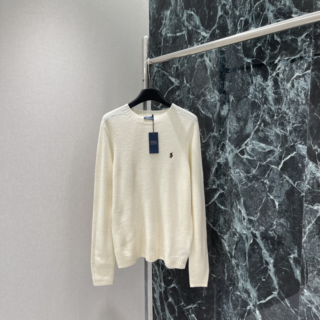 拉夫 25秋冬新款 圆领套头毛衣 左胸经典小马刺绣 品牌感满满 宽松版型，适合多种身材。粉色温柔复古 随