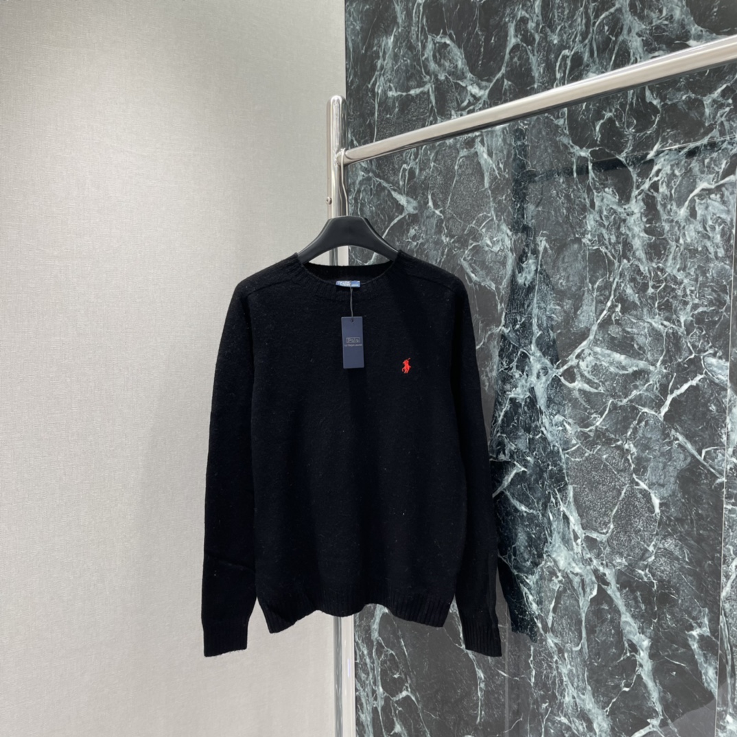 拉夫 25秋冬新款 圆领套头毛衣 左胸经典小马刺绣 品牌感满满 宽松版型，适合多种身材。粉色温柔复古 随