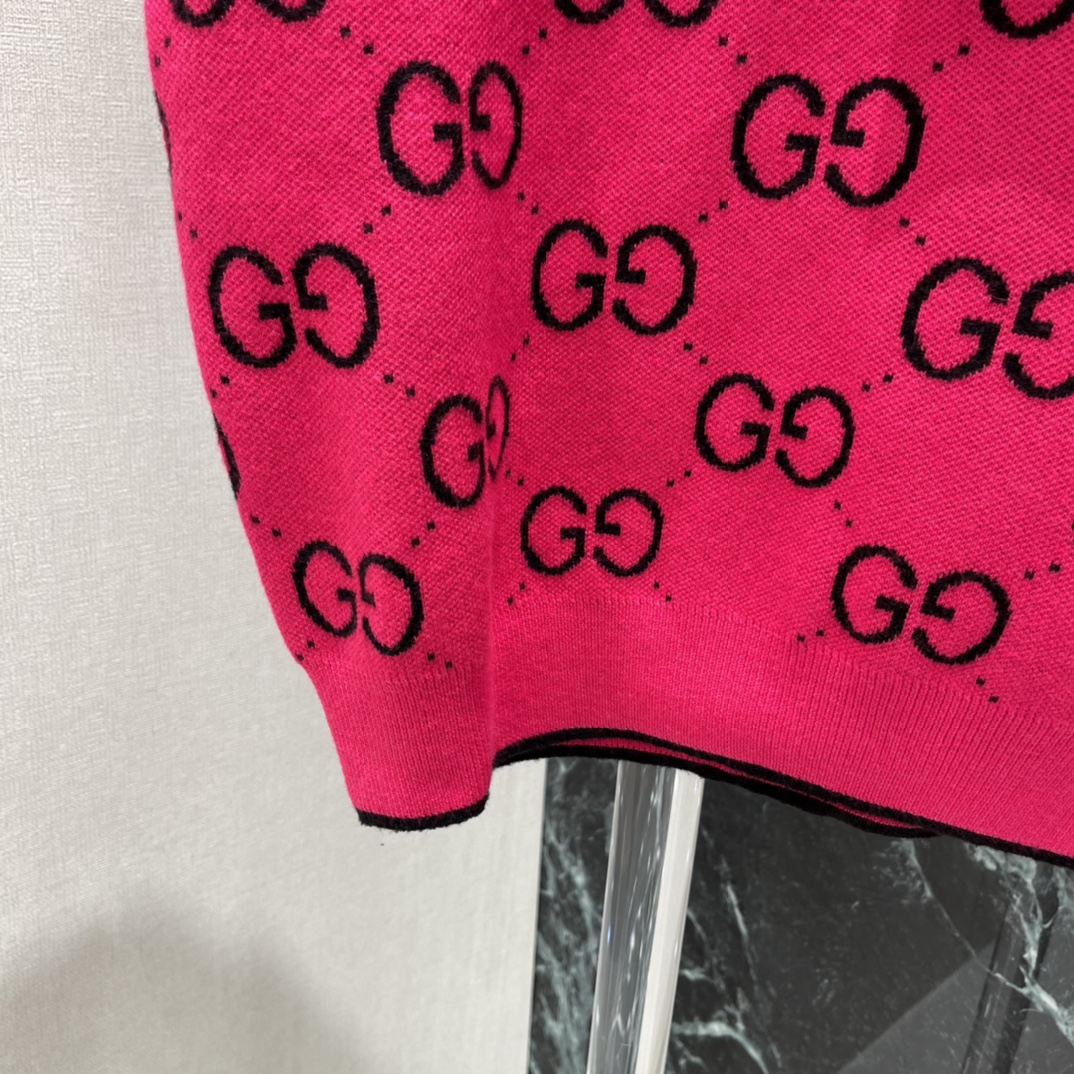 G家 25秋冬新款 提花针织短袖 经典双G提花➕撞色设计，复古优雅，时尚感满满!圆领简约百搭，短袖剪裁超