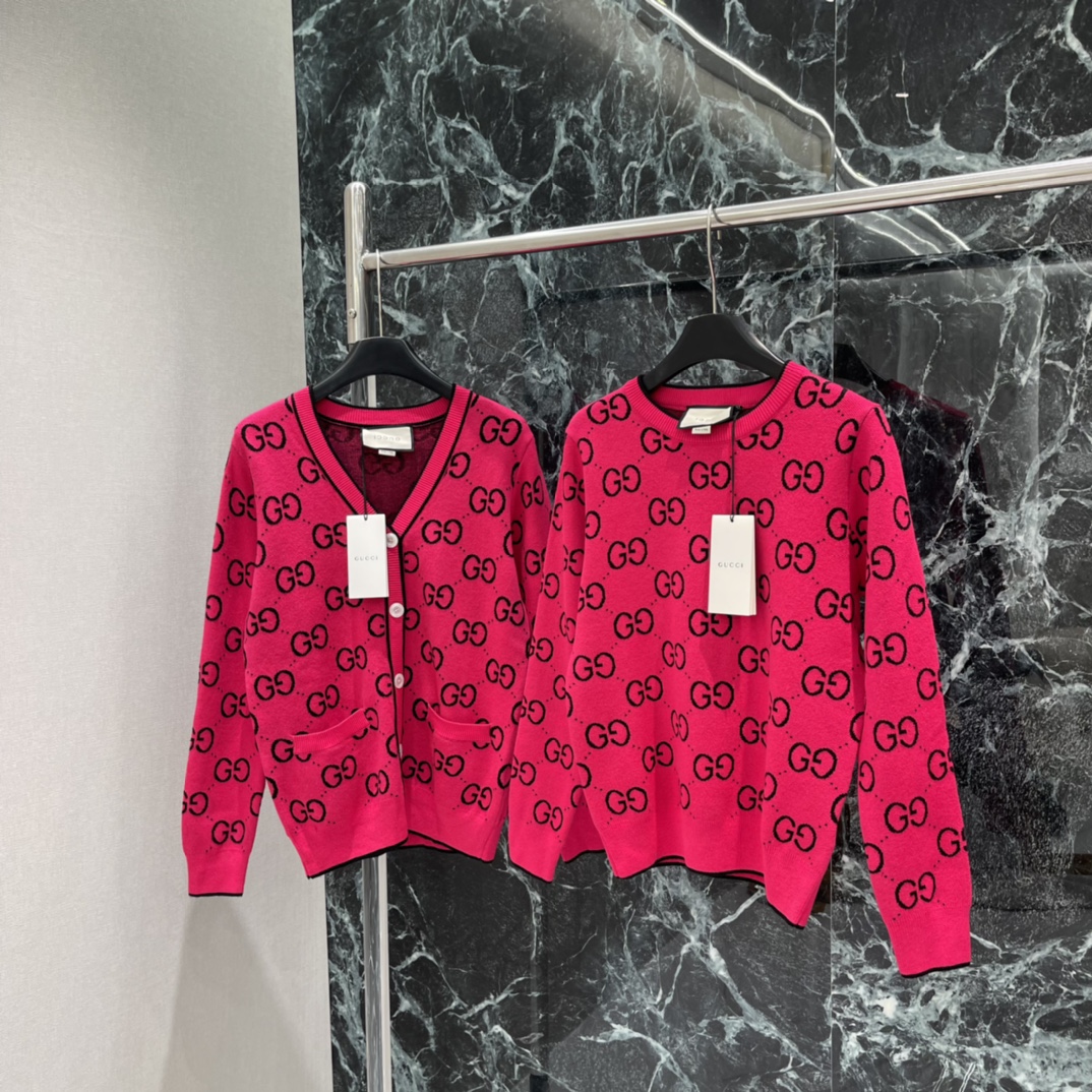 G家 25秋冬新款 提花圆领针织长袖 经典双G提花➕撞色设计，复古优雅，时尚感满满!圆领简约百搭，短袖剪