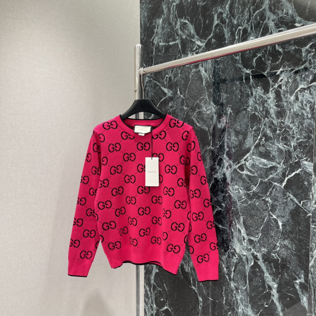 G家 25秋冬新款 提花圆领针织长袖 经典双G提花➕撞色设计，复古优雅，时尚感满满!圆领简约百搭，短袖剪