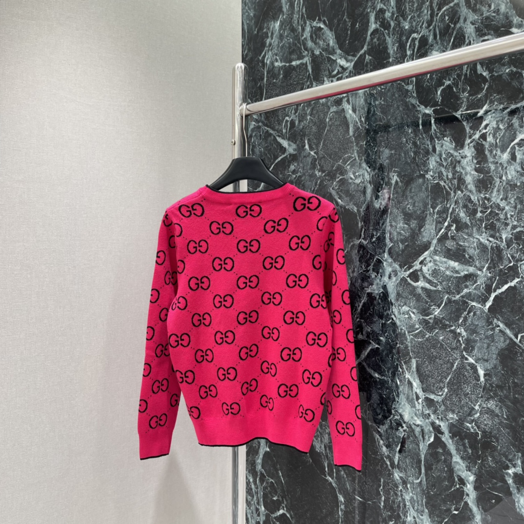 G家 25秋冬新款 提花圆领针织长袖 经典双G提花➕撞色设计，复古优雅，时尚感满满!圆领简约百搭，短袖剪