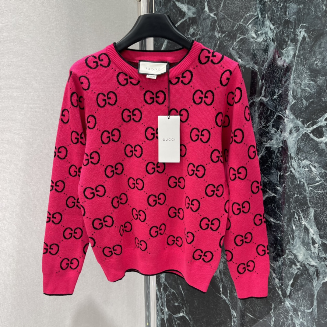 G家 25秋冬新款 提花圆领针织长袖 经典双G提花➕撞色设计，复古优雅，时尚感满满!圆领简约百搭，短袖剪