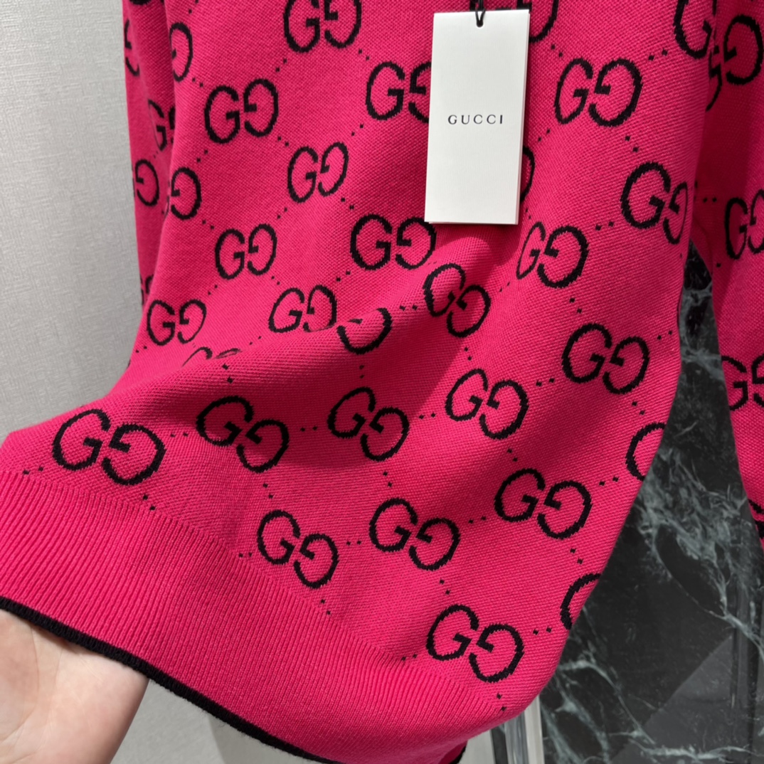 G家 25秋冬新款 提花圆领针织长袖 经典双G提花➕撞色设计，复古优雅，时尚感满满!圆领简约百搭，短袖剪