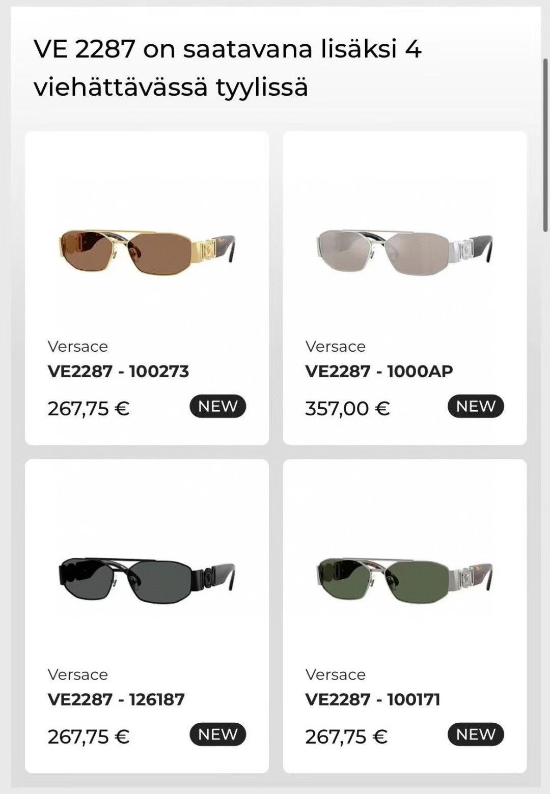 ‼️ 官网图 VERSAC*🌟🌟🌟MODEL：VE2287🌟🌟🌟SIZE：54口15-145🌟🌟🌟