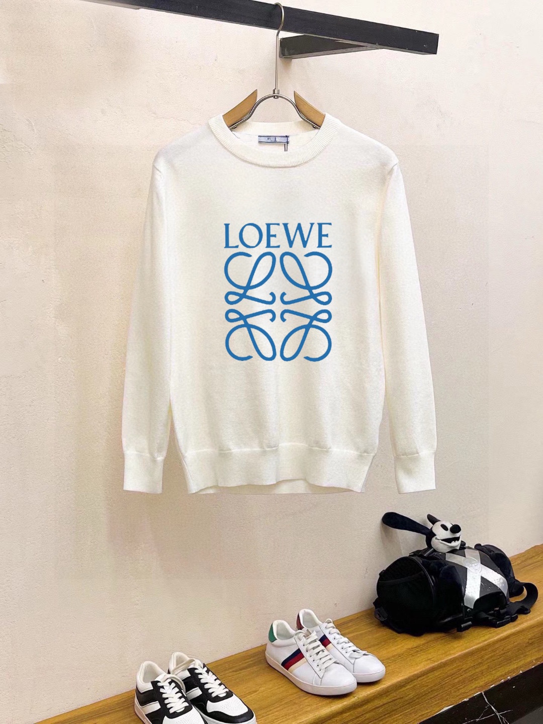 Loewe Wool Blend Sweater, Classic Crew Neck Pullover, Elegant and Comfy