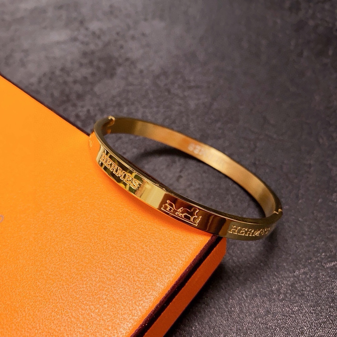 Hermes 14K MM bracelet Gold-tone metal Silver-tone metal Rose