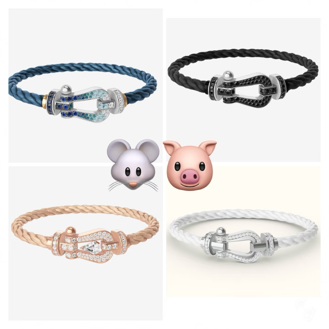 💥新品发布❤火爆🎉钢丝费雷德 Fred斐登满钻、半钻、无钻马蹄扣中性款高品质黑色钢丝绳手链手镯！本命绳👉🏻大牌 时尚 精致💠FORCE 系列手链⭐高端定制～亚金微电镀18k金工艺 精工马蹄扣头手镯！上手效果非常百搭💍 网红达人 时尚一族必备单品 玫瑰金、黄金、银色扣头😘男女情侣款两个码数：17/19cm