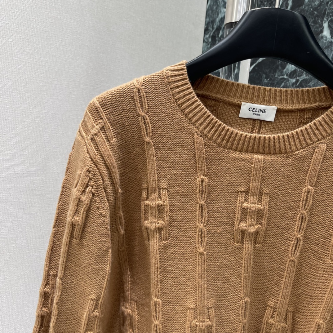 CE 25秋冬新款 锁链羊毛毛衣 锁链纹理设计超有辨识度，细节满分!圆领+宽松版型，舒适又时髦，随便搭牛