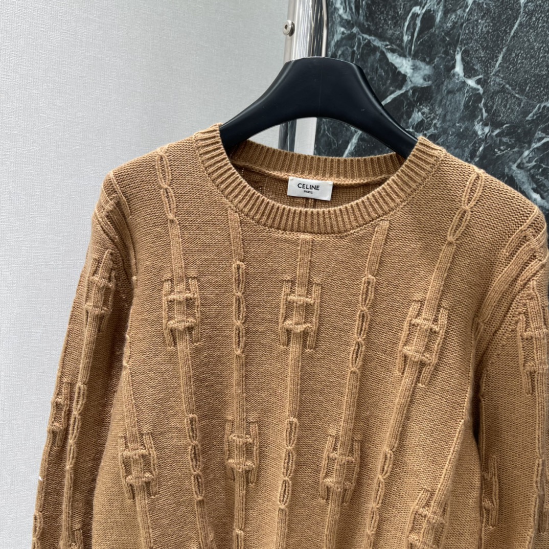 CE 25秋冬新款 锁链羊毛毛衣 锁链纹理设计超有辨识度，细节满分!圆领+宽松版型，舒适又时髦，随便搭牛
