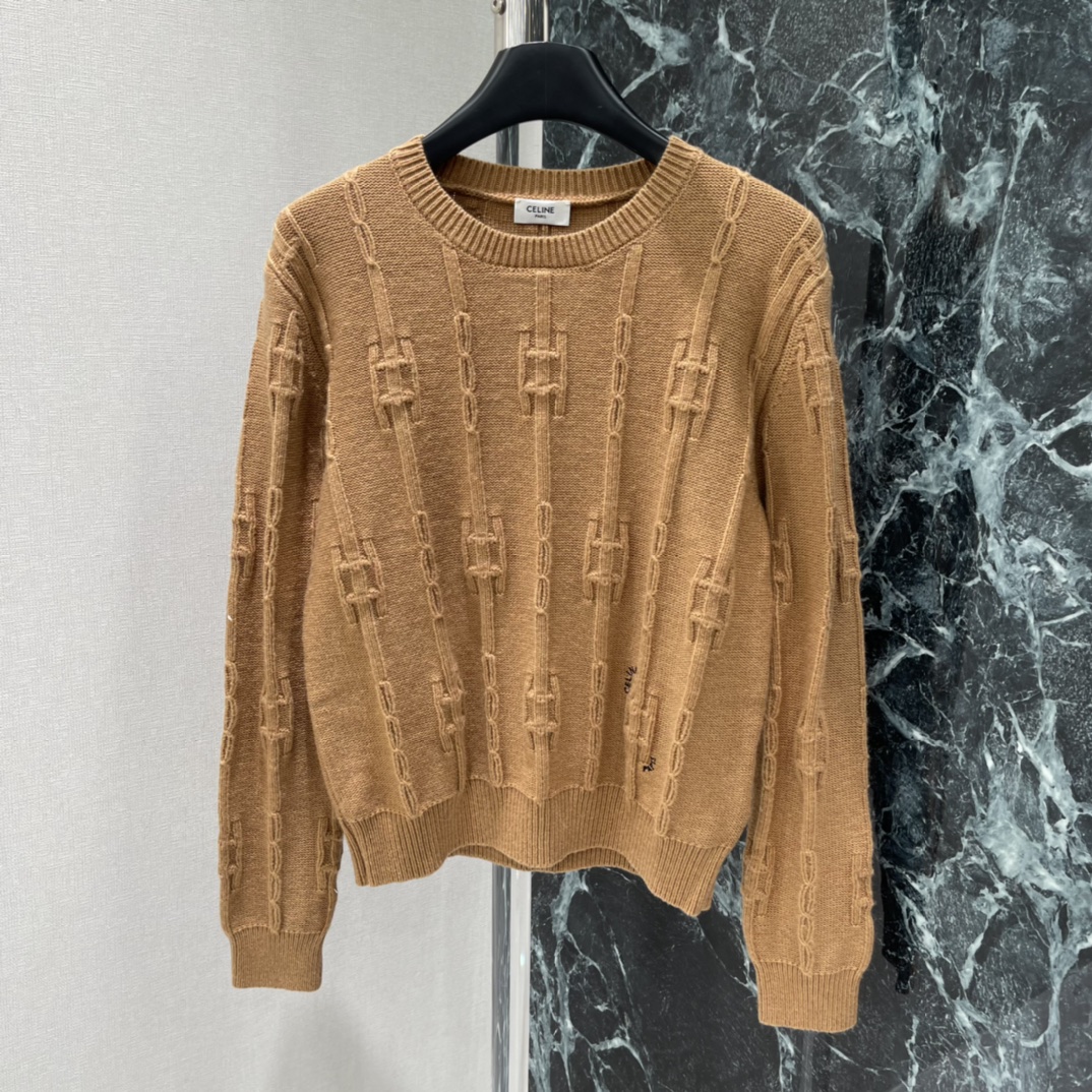 CE 25秋冬新款 锁链羊毛毛衣 锁链纹理设计超有辨识度，细节满分!圆领+宽松版型，舒适又时髦，随便搭牛