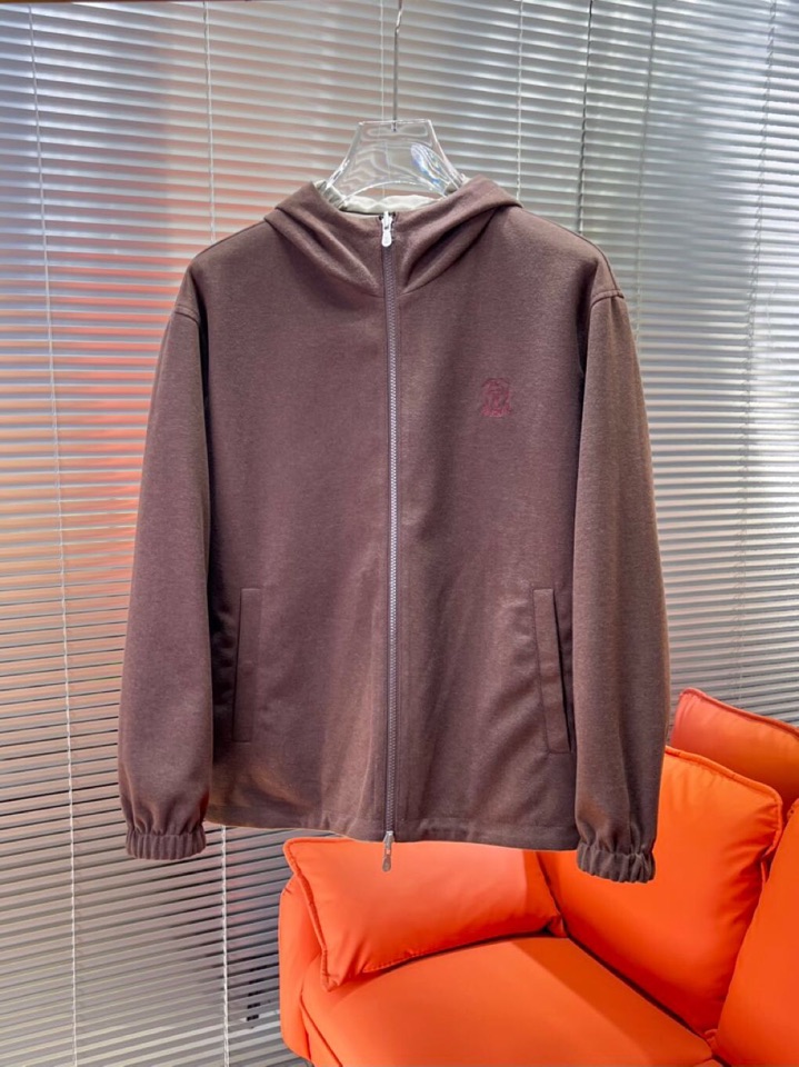 Brunello Cucinelli BC 2025ss 秋冬新品男士针织羊毛双面连帽夹克外套，高奢内敛