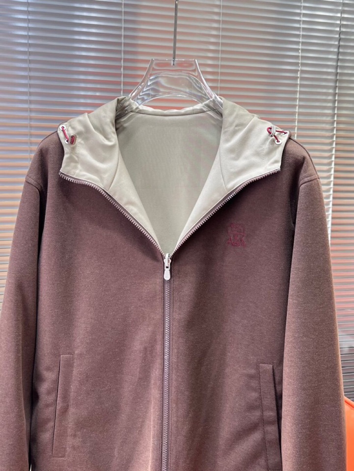 Brunello Cucinelli BC 2025ss 秋冬新品男士针织羊毛双面连帽夹克外套，高奢内敛