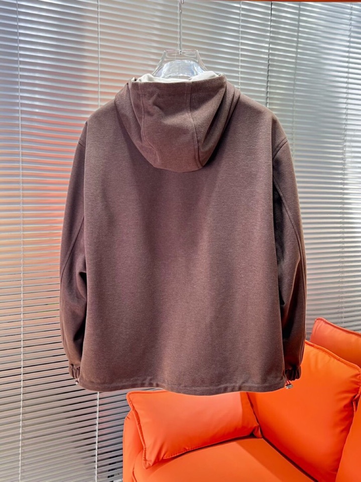 Brunello Cucinelli BC 2025ss 秋冬新品男士针织羊毛双面连帽夹克外套，高奢内敛