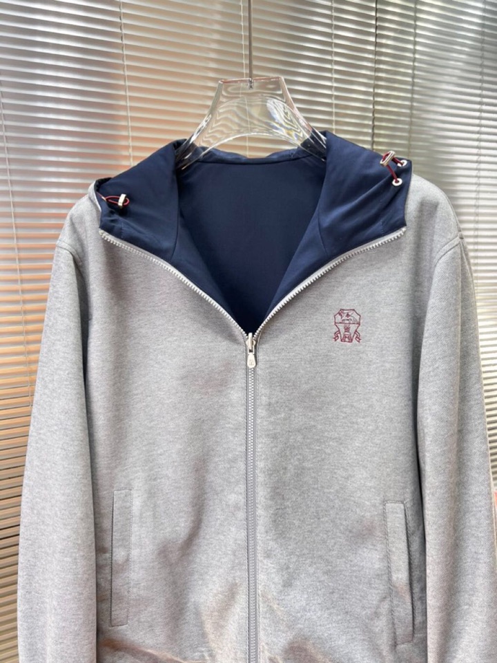 Brunello Cucinelli BC 2025ss 秋冬新品男士针织羊毛双面连帽夹克外套，高奢内敛