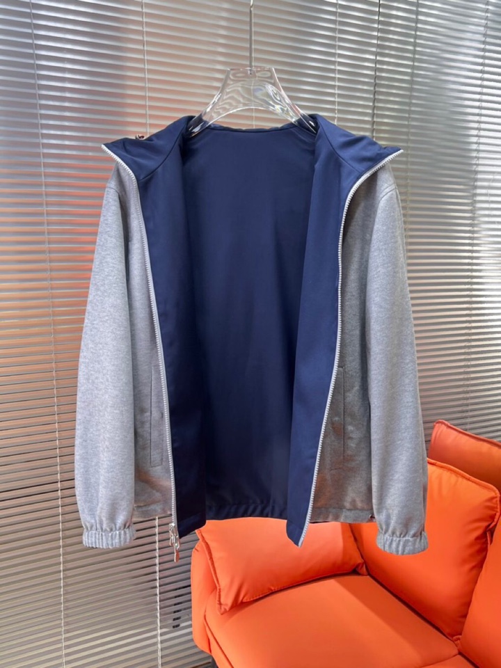 Brunello Cucinelli BC 2025ss 秋冬新品男士针织羊毛双面连帽夹克外套，高奢内敛